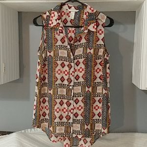 💥5 for $20💥Aztec print sheer  button top by H&M